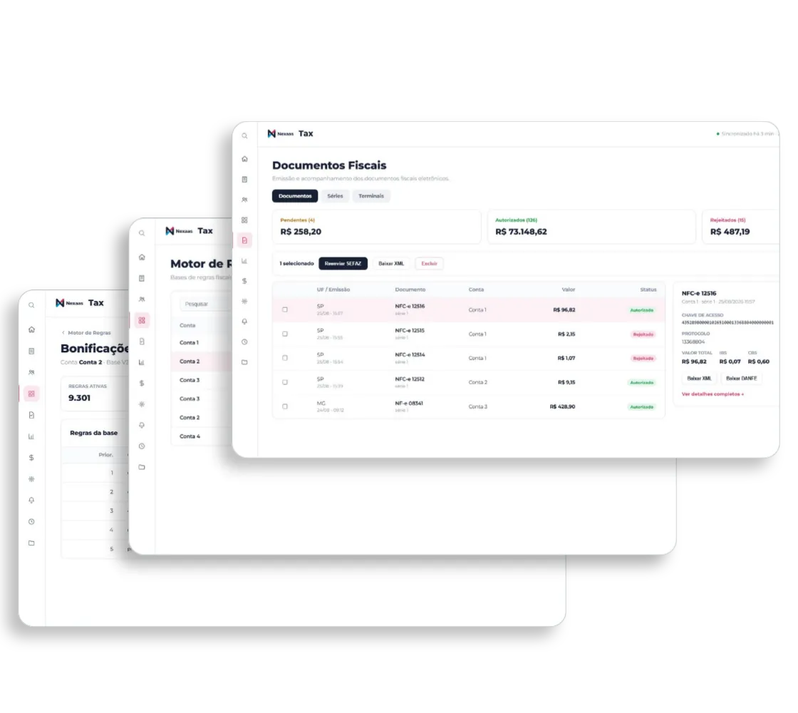 Screenshot do painel Nexaas Tax